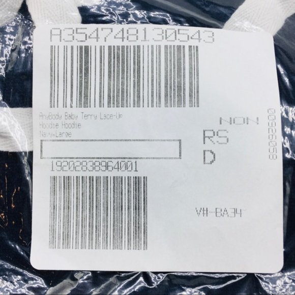 AnyBody Baby Terry Lace Up Hoodie Top Navy Shirt - Picture 8 of 8